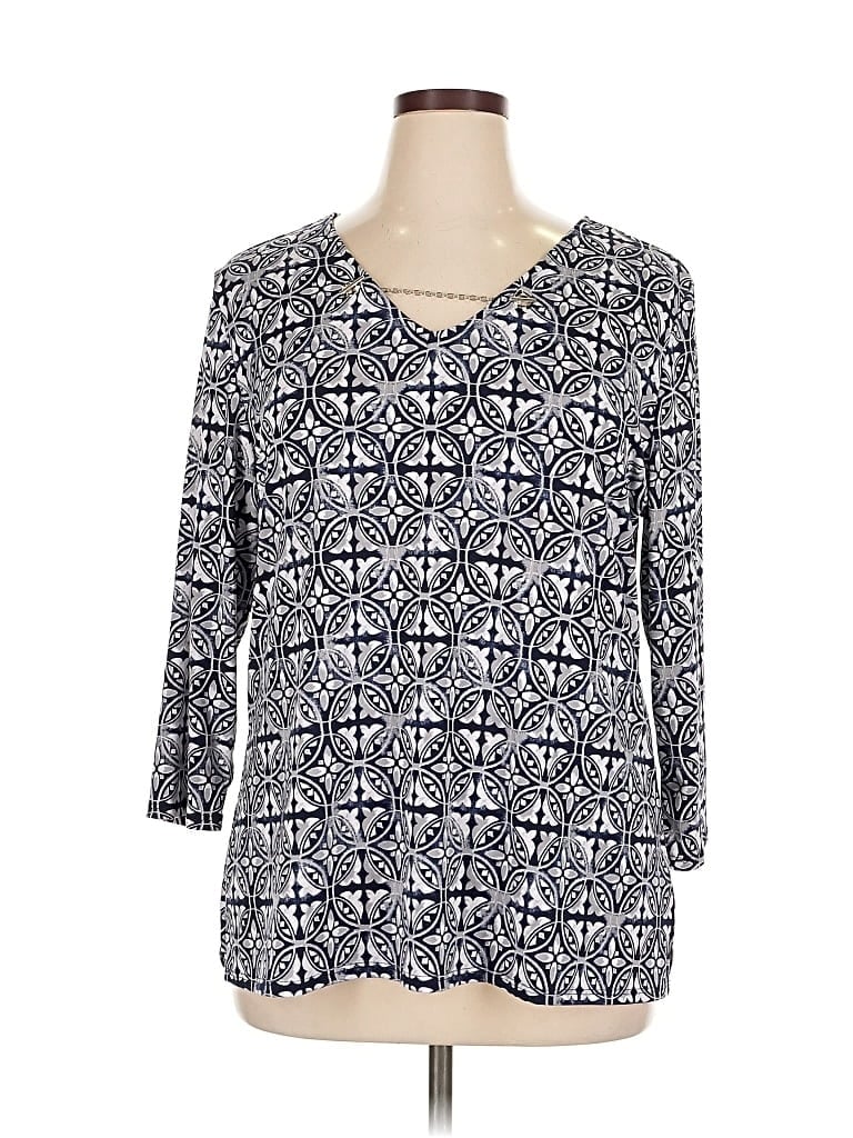 Pre-owned Peck & Peck 3/4 Sleeve T-shirt In Blue