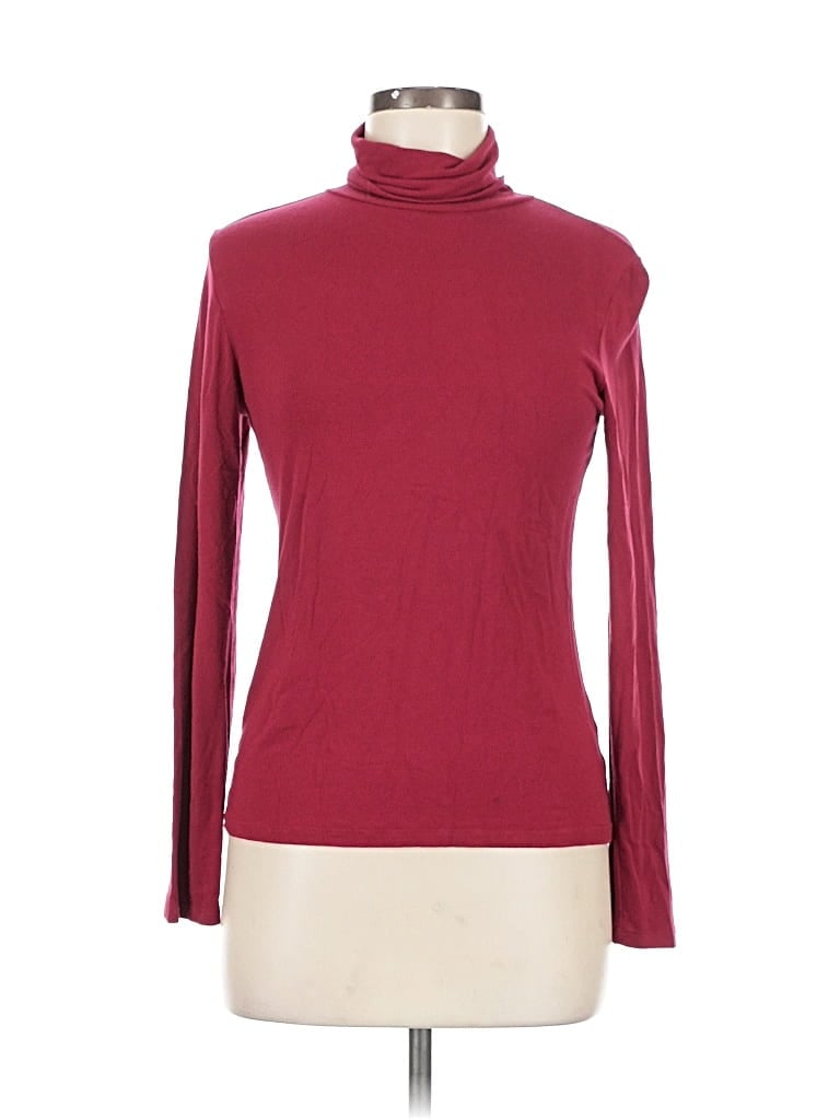 Pre-owned Harold's Long Sleeve Turtleneck In Burgundy