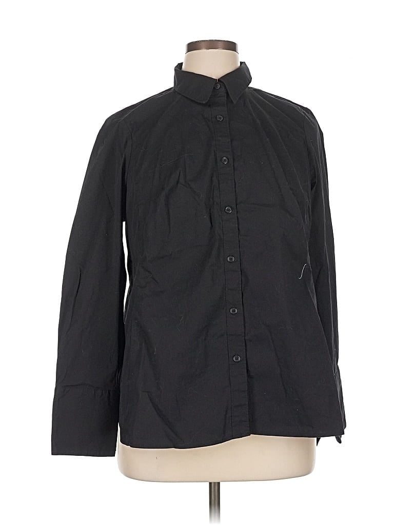 LANE BRYANT Pre-owned Long Sleeve Button Down Shirt In Black