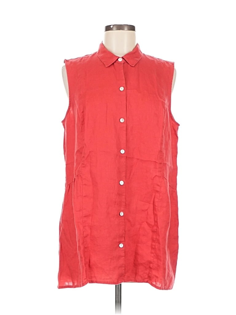 Pre-owned Jjill Sleeveless Button Down Shirt In Red