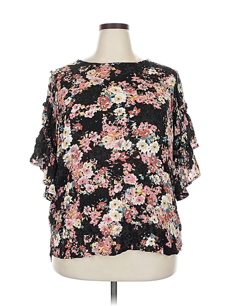 Pre-owned Maurices 3/4 Sleeve Blouse In Black