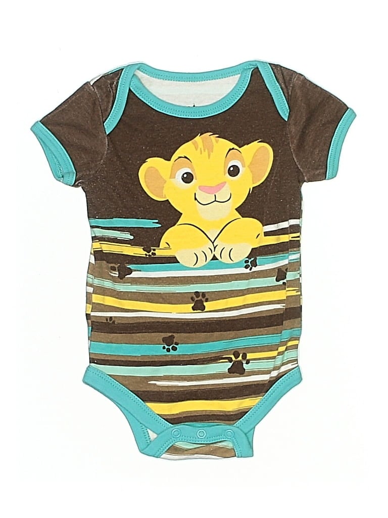 Pre-owned Disney Baby Babies' Short Sleeve Onesie In Brown