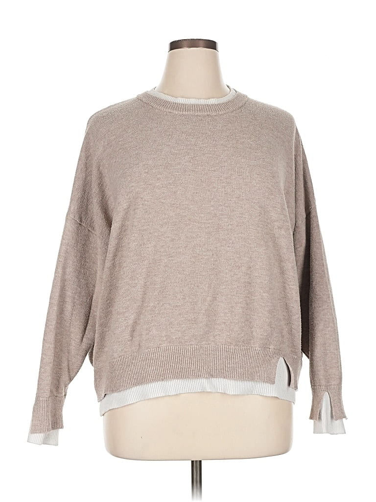 Pre-owned Flat White Pullover Sweater In Brown