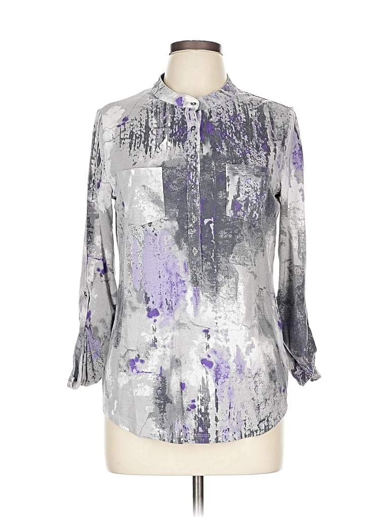 Pre-owned Relativity 3/4 Sleeve Blouse In Silver