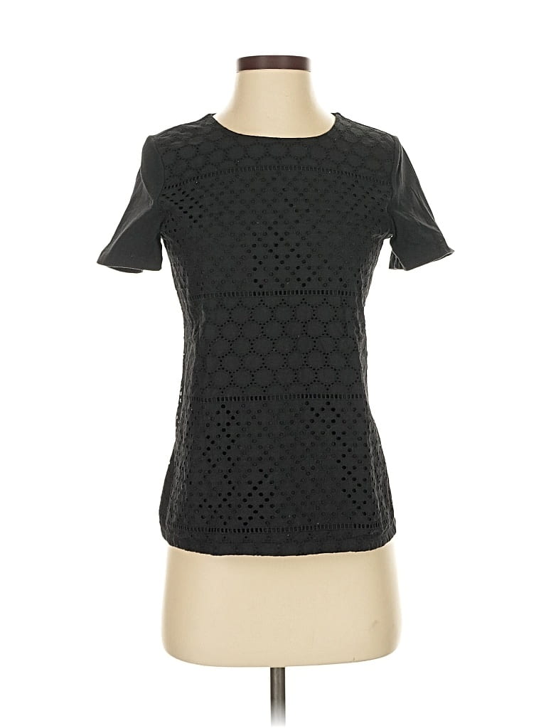 Pre-owned Talbots Outlet Short Sleeve Top Black Crew Neck Tops
