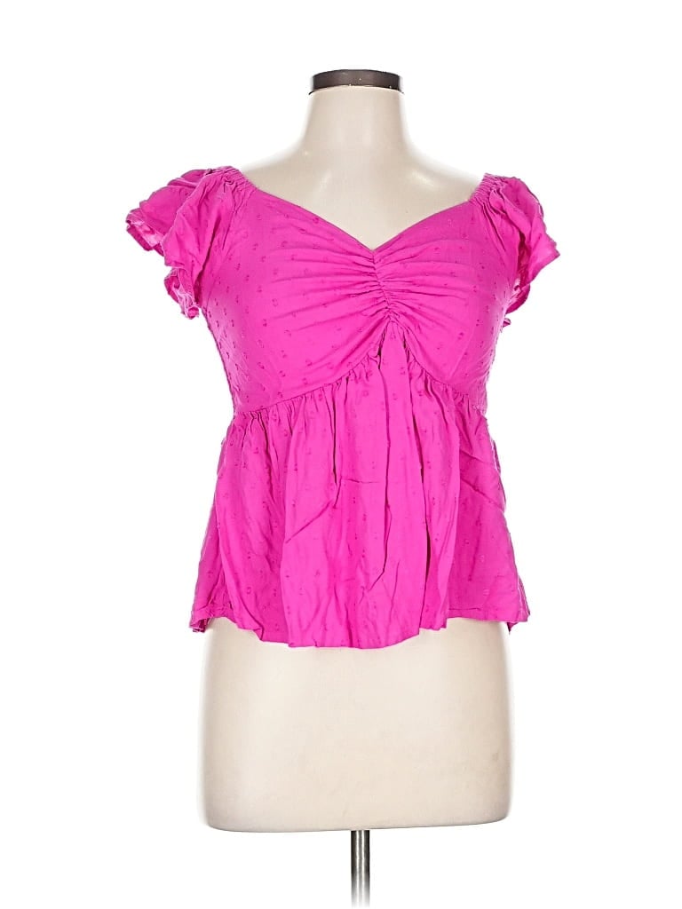 Pre-owned Japna Short Sleeve Blouse In Pink