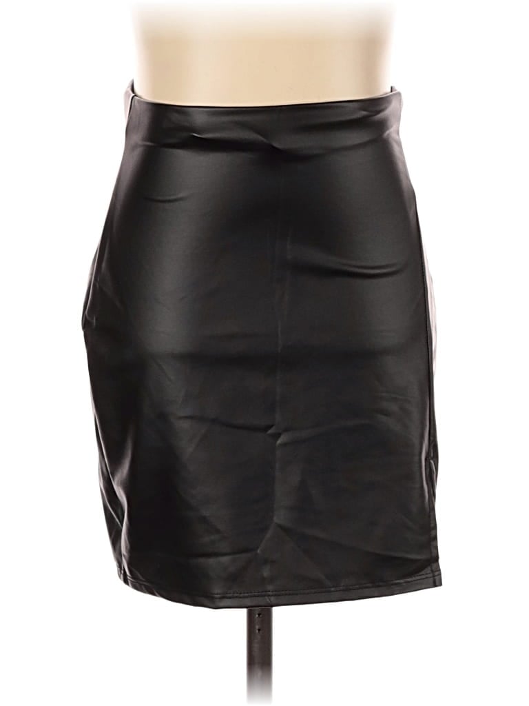 Pre-owned Windsor Faux Leather Skirt In Black