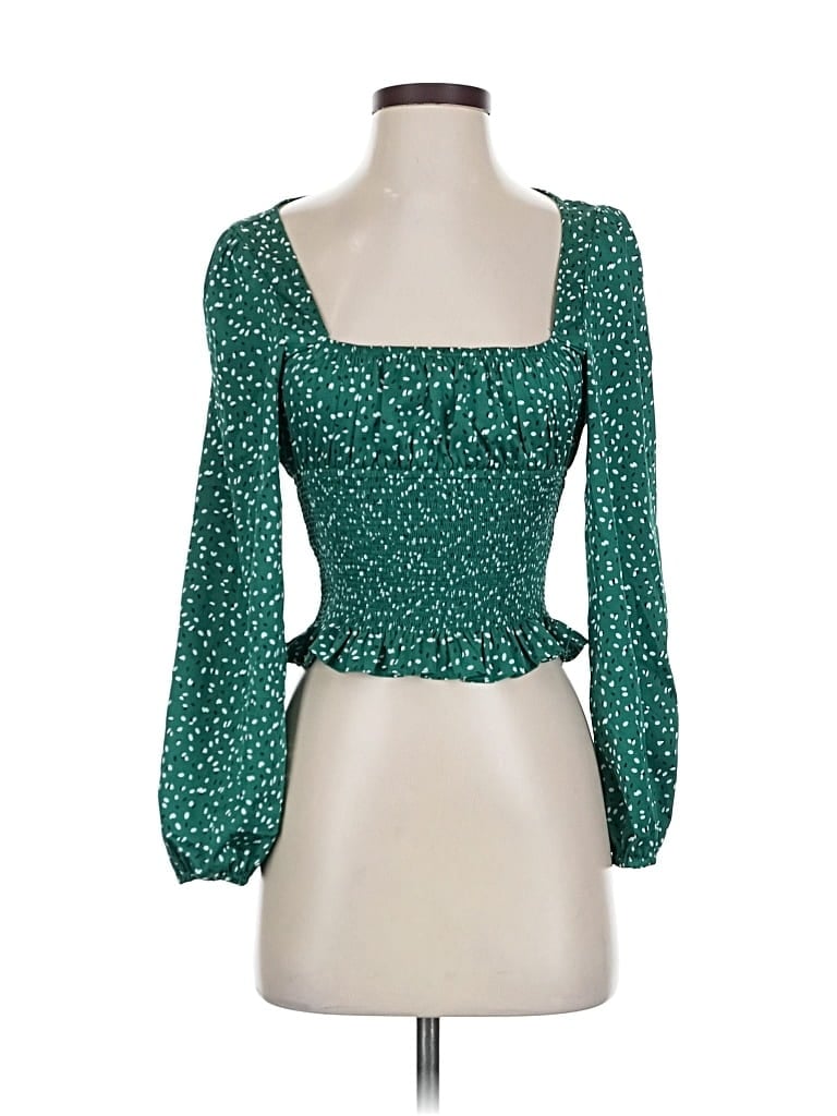 Pre-owned Polly 3/4 Sleeve Blouse In Green