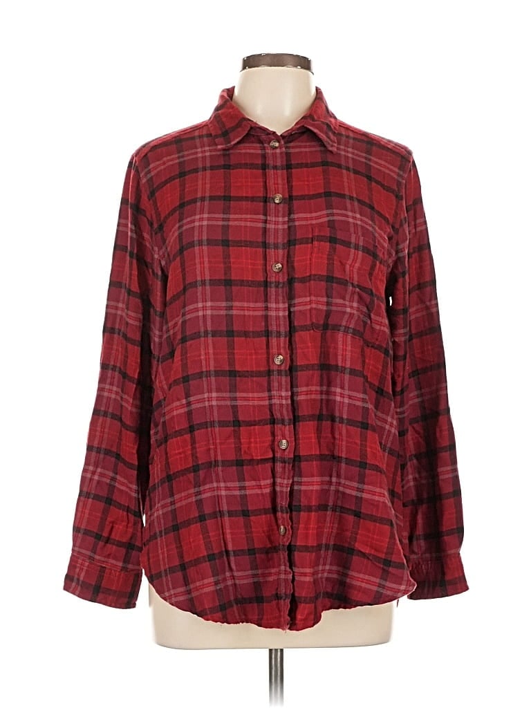 Pre-owned American Eagle Outfitters Long Sleeve Button Down Shirt In Red