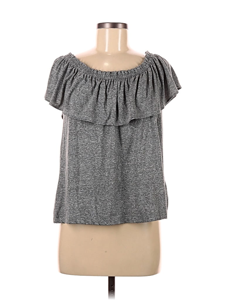 Click to view more detailed imagery on our partner's website Pre-owned Current Elliott Short Sleeve Top Gray Strapless Neckline Tops