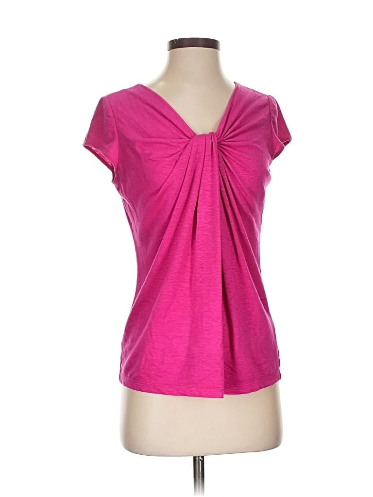 Pre-owned Lafayette 148 Short Sleeve Top Pink V Neck Tops