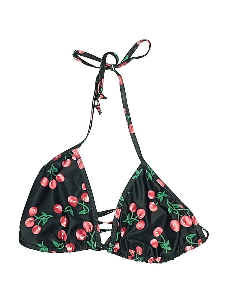 UNBRANDED Pre-owned Swimsuit Top Black Print Pattern Swimwear