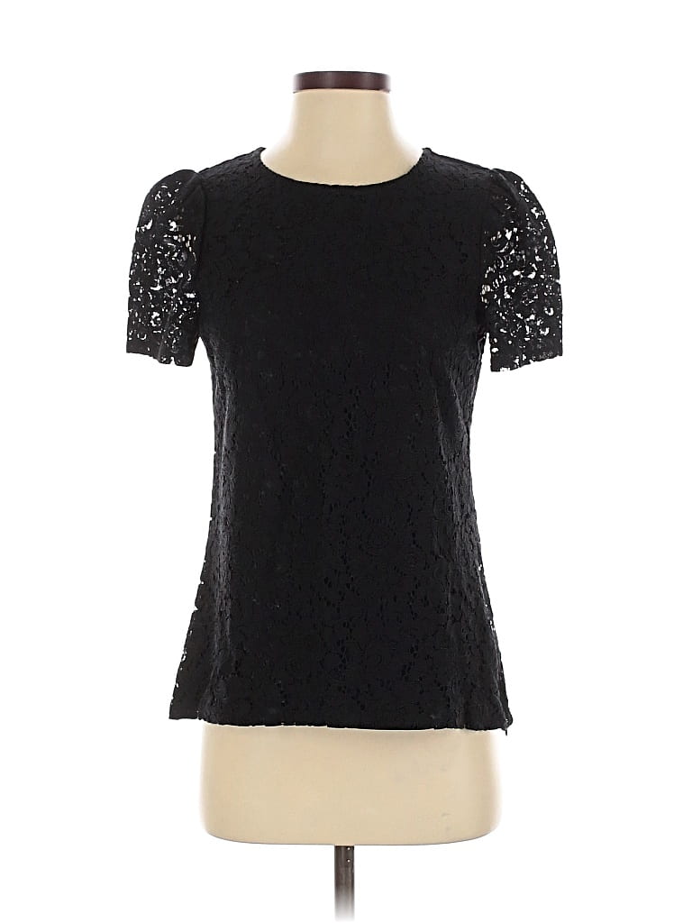 Click to view more detailed imagery on our partner's website Pre-owned Express Short Sleeve Top Black Keyhole Neckline Tops