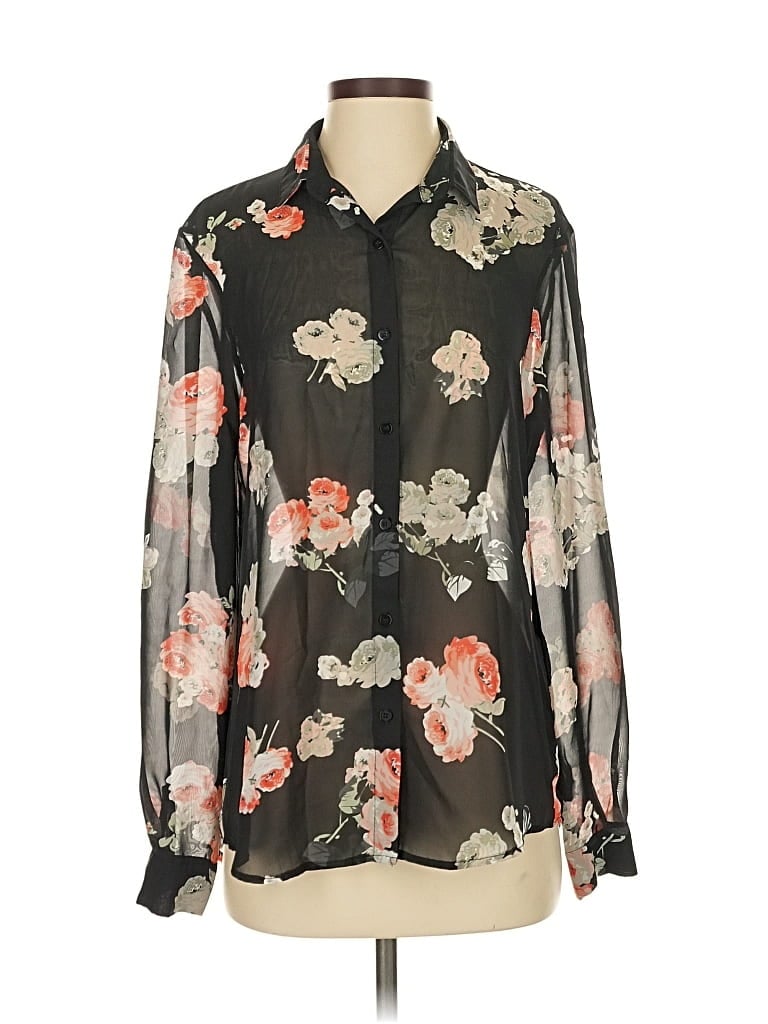 Pre-owned Minkpink Long Sleeve Blouse In Black