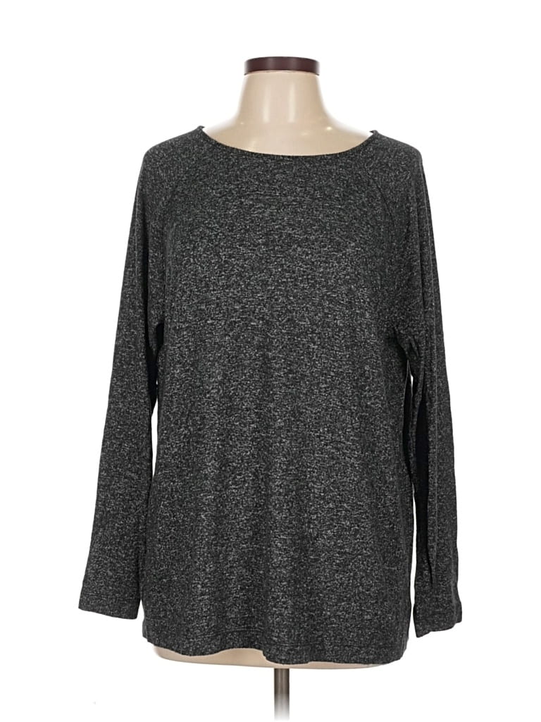 Pre-owned Ann Taylor Loft Long Sleeve Top Gray Crew Neck Tops