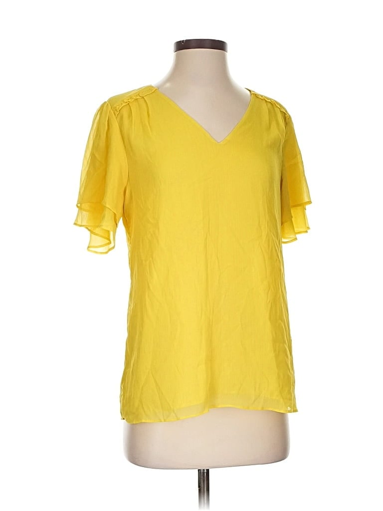 Click to view more detailed imagery on our partner's website Pre-owned Banana Republic Short Sleeve Blouse In Yellow
