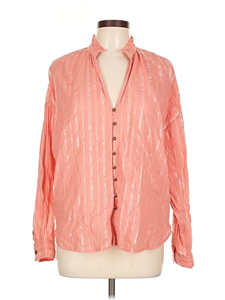 Pre-owned Pilcro Long Sleeve Blouse In Orange