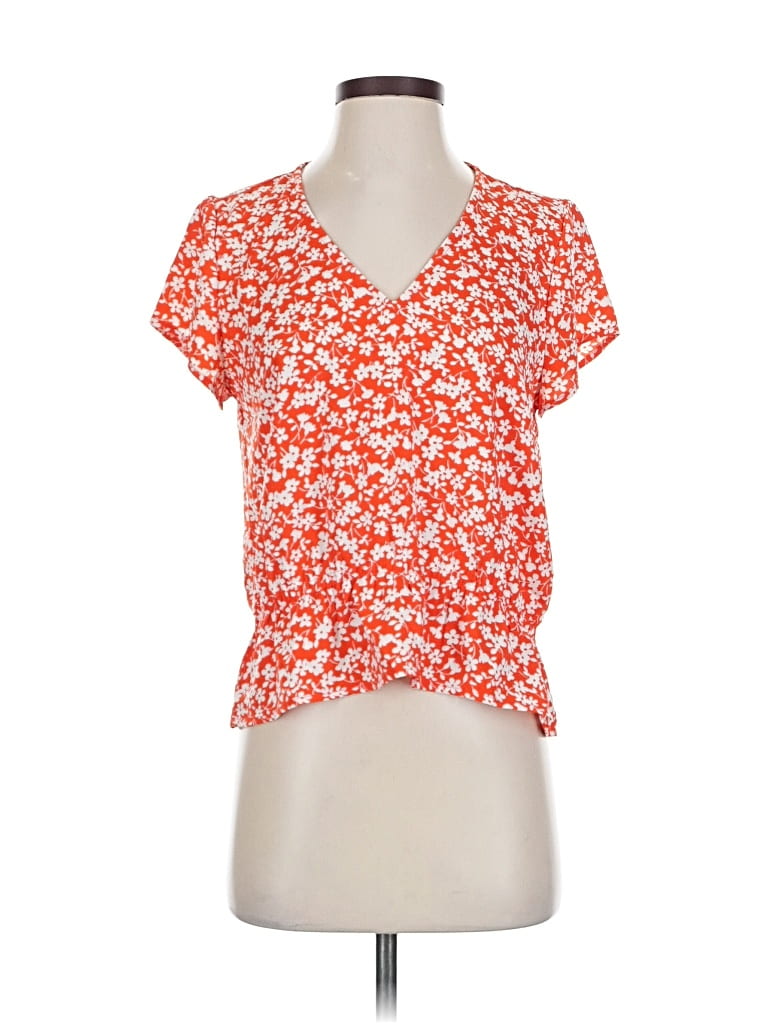 Pre-owned J.crew Mercantile Short Sleeve Blouse In Orange