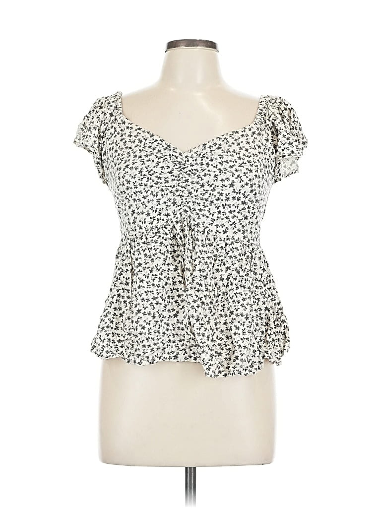 Pre-owned Japna Short Sleeve Blouse In White