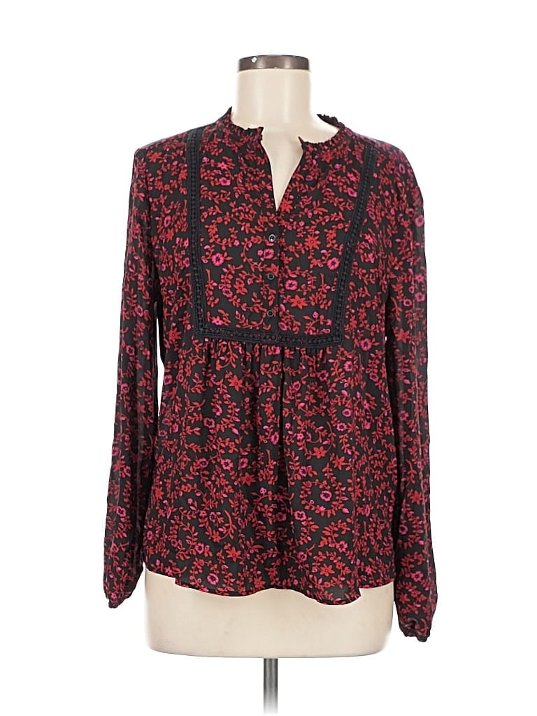 Pre-owned Ann Taylor Loft Outlet Long Sleeve Blouse In Red