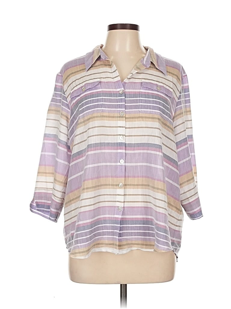Pre-owned Alfred Dunner 3/4 Sleeve Blouse In Purple