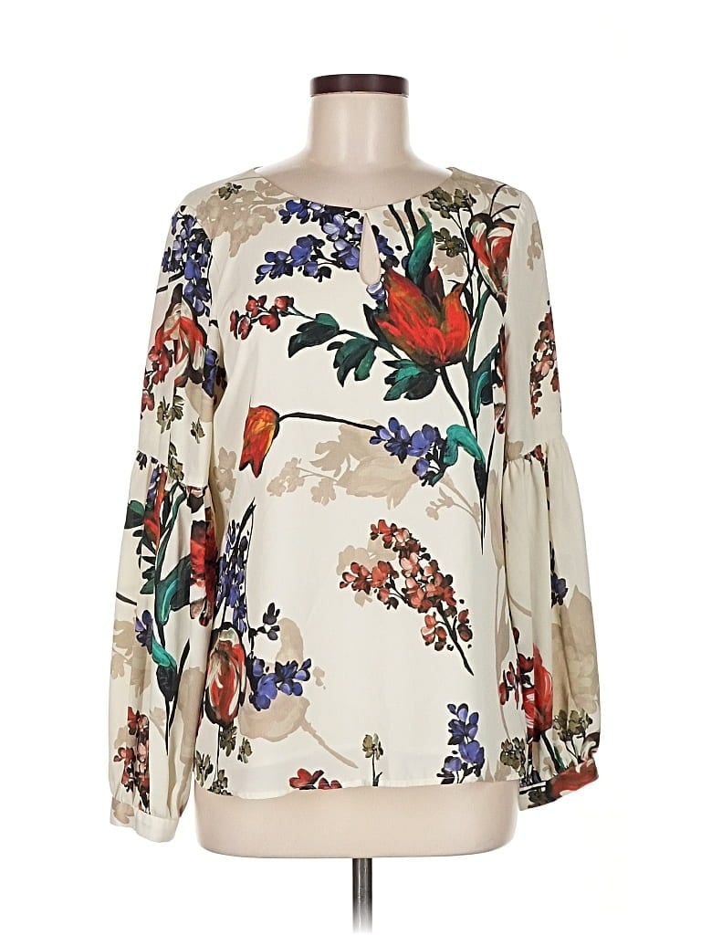 Pre-owned Express Long Sleeve Blouse In White