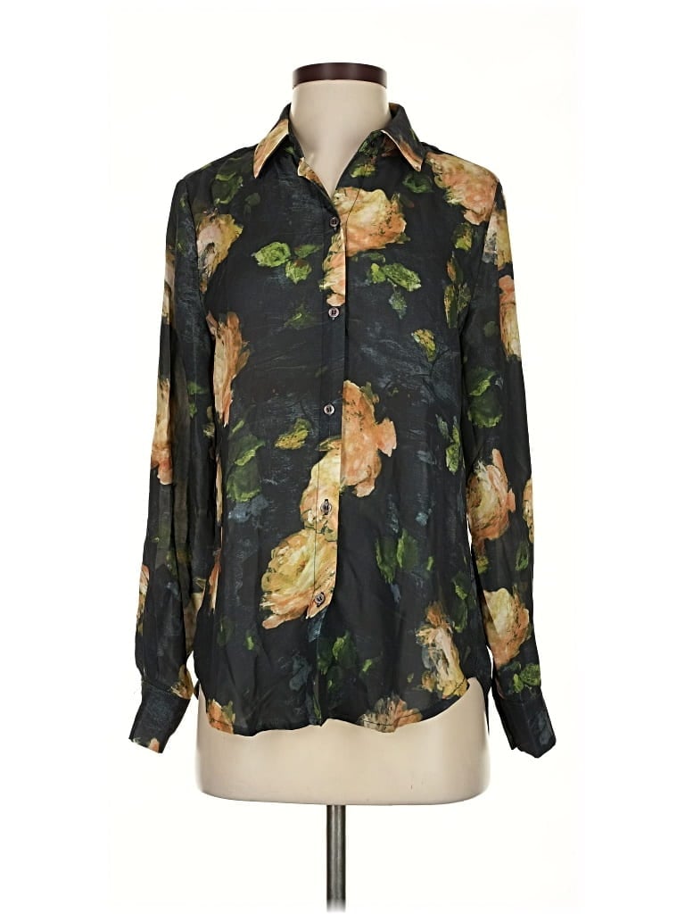 Pre-owned T Tahari Long Sleeve Blouse In Black