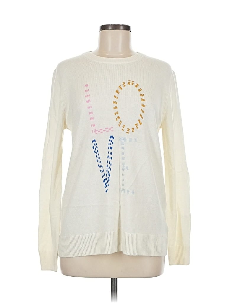 Pre-owned Saks Fifth Avenue Pullover Sweater In White