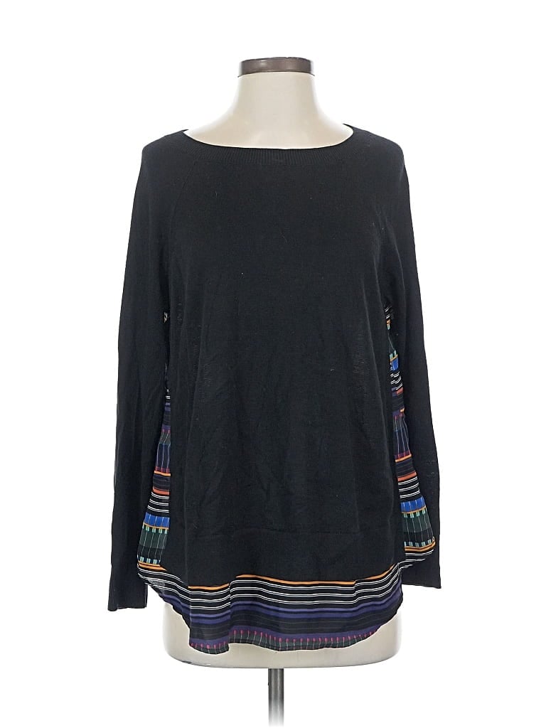 Pre-owned Ann Taylor Loft Long Sleeve Top Black Boatneck Tops