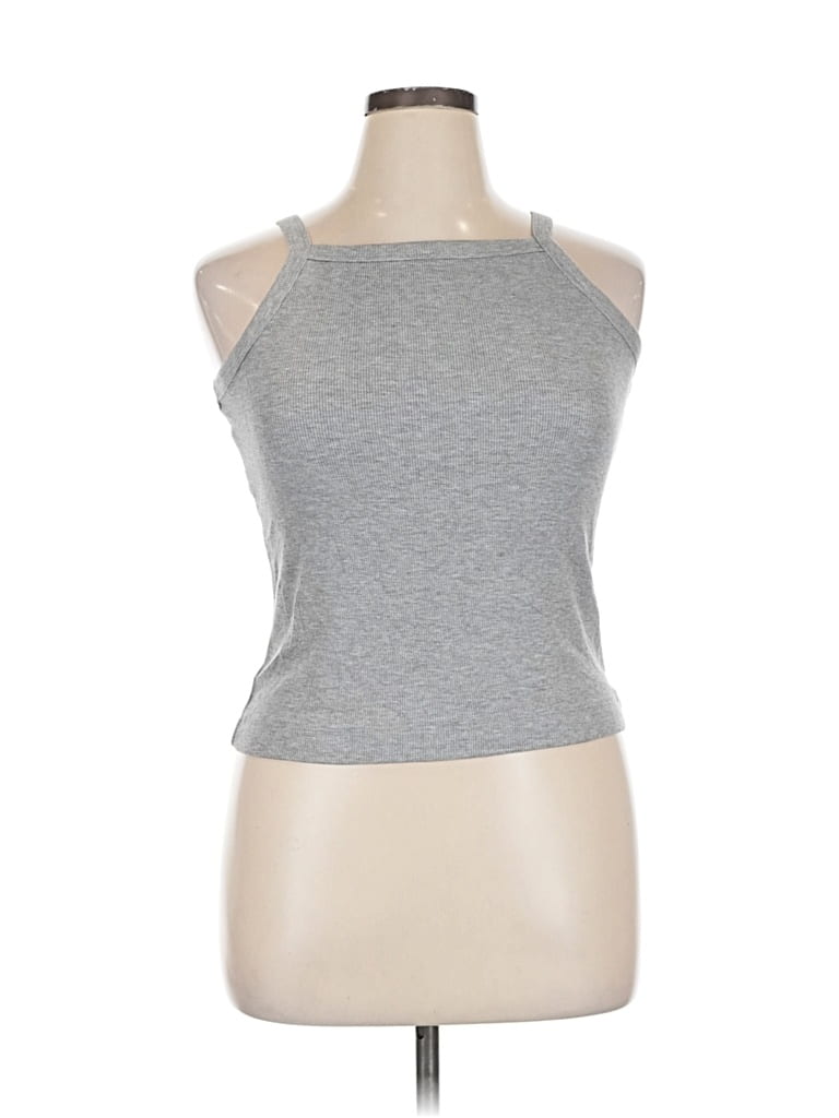 Click to view more detailed imagery on our partner's website Pre-owned Zenana Tank Top Gray Halter Neckline Tops