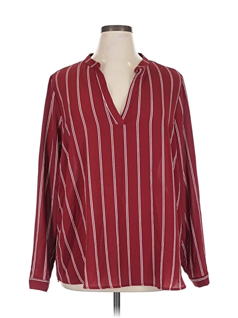 Pre-owned Forever 21 Plus Long Sleeve Blouse In Burgundy