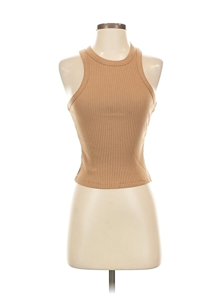 Click to view more detailed imagery on our partner's website Pre-owned Good American Tank Top Tan Halter Neckline Tops In Brown