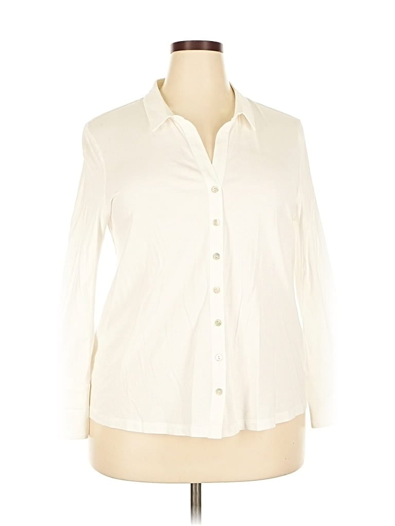 Pre-owned Nic + Zoe 3/4 Sleeve Button Down Shirt In White
