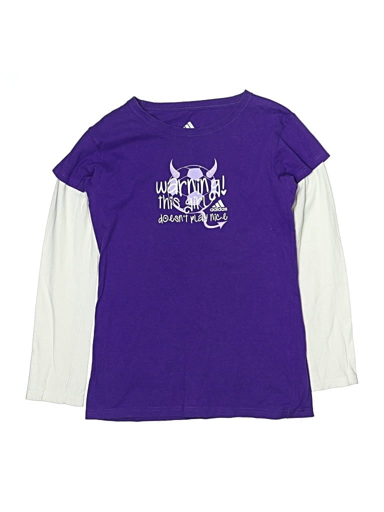 Click to view more detailed imagery on our partner's website Pre-owned Adidas Originals Kids' 3/4 Sleeve T-shirt In Purple