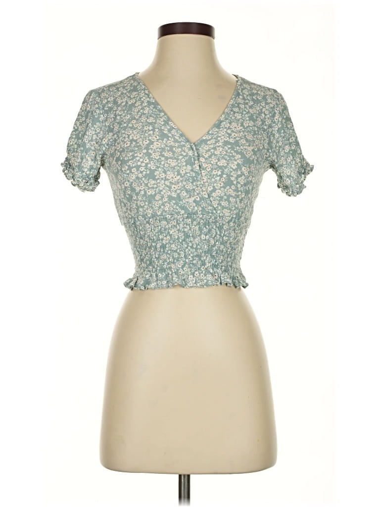 Pre-owned Paper Crane Short Sleeve Blouse In Teal