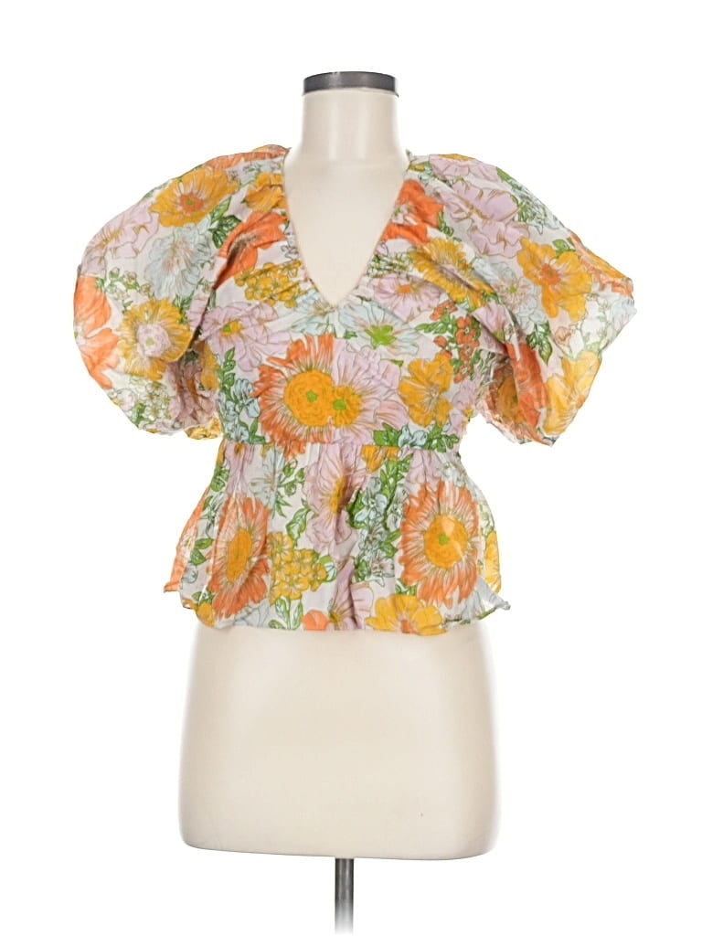 Pre-owned Gilner Farrar Short Sleeve Blouse In Orange