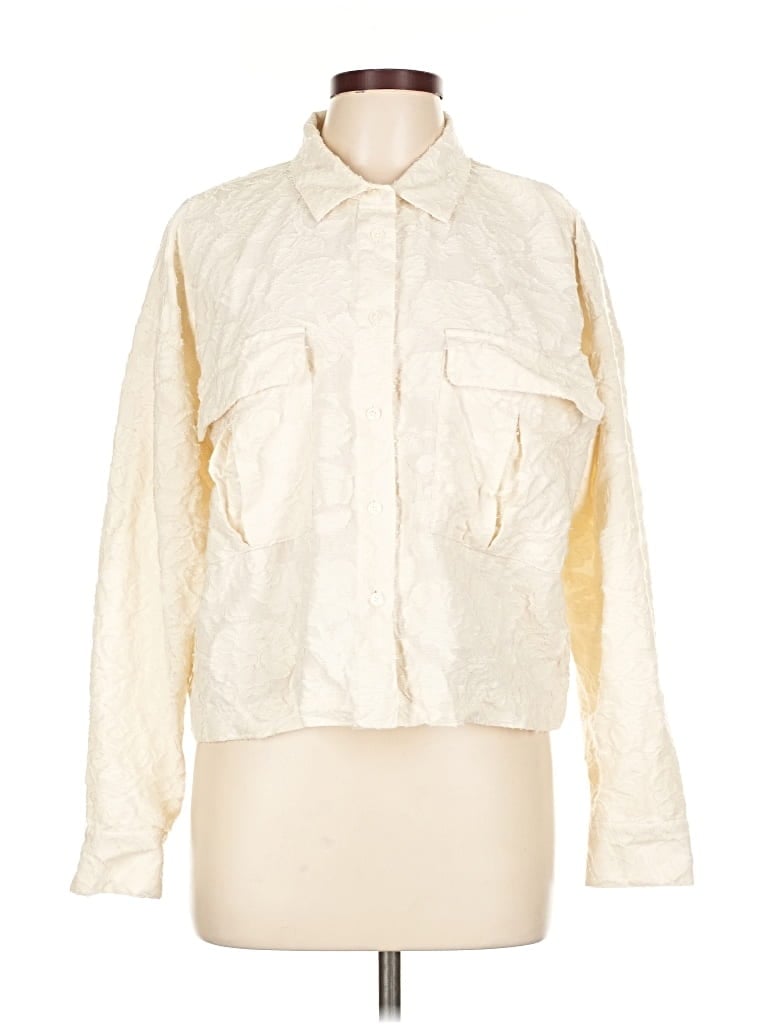 Pre-owned Ann Taylor Loft Long Sleeve Blouse In White