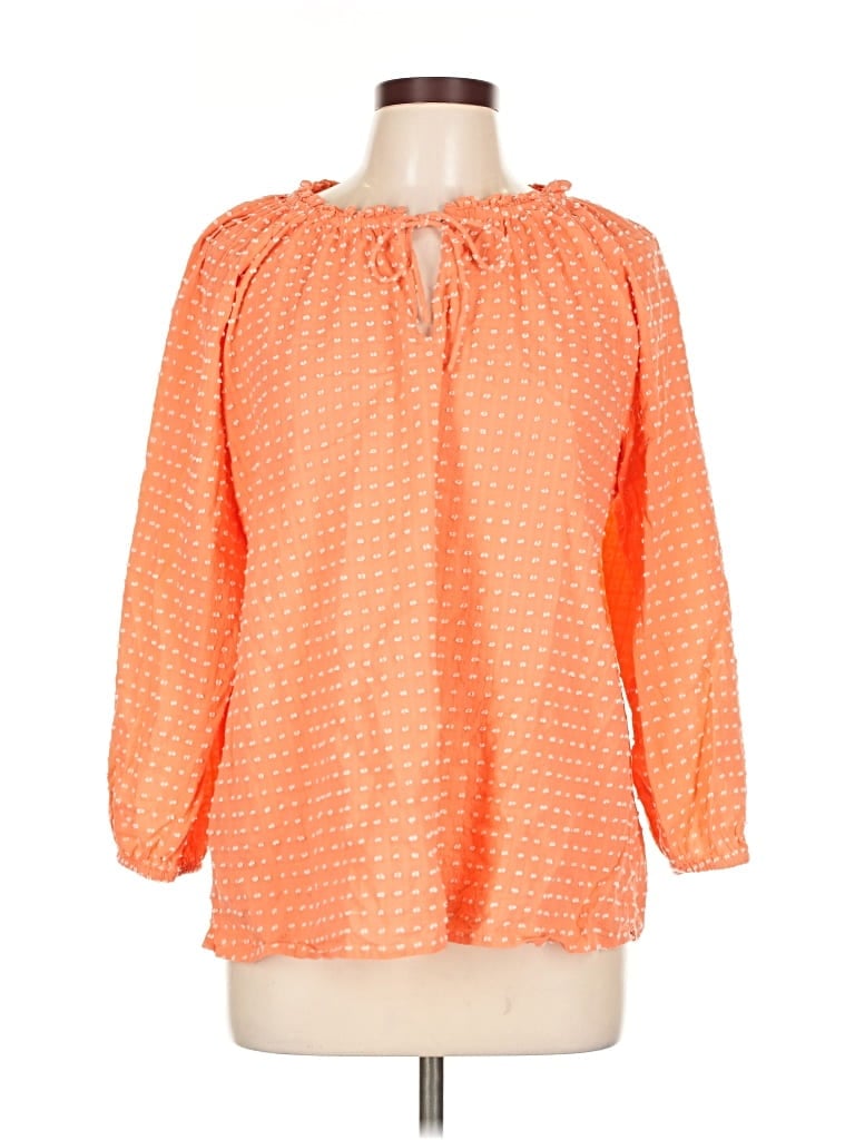 Pre-owned Ann Taylor Loft 3/4 Sleeve Blouse In Orange