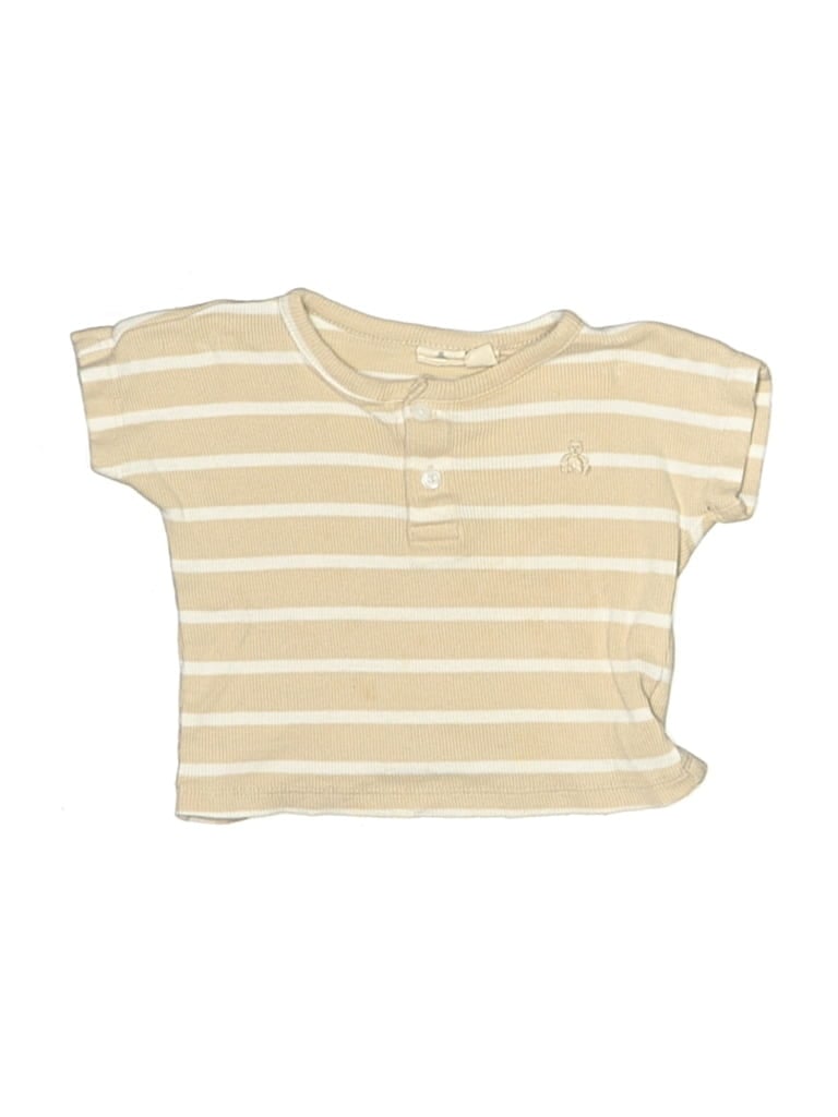 Pre-owned Baby Gap Kids' Short Sleeve Henley Shirt In White
