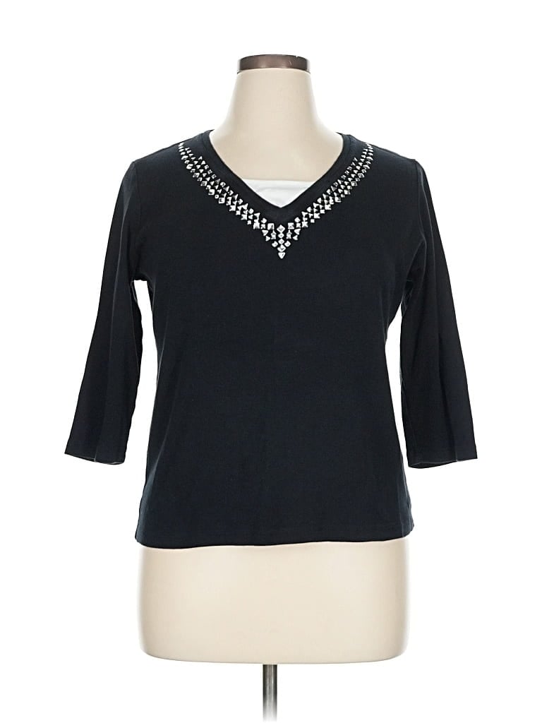 Pre-owned Karen Scott Cardigan Sweater In Black