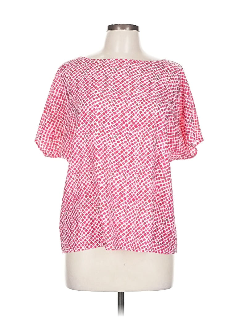 Pre-owned Ann Taylor Loft Short Sleeve Blouse In Pink