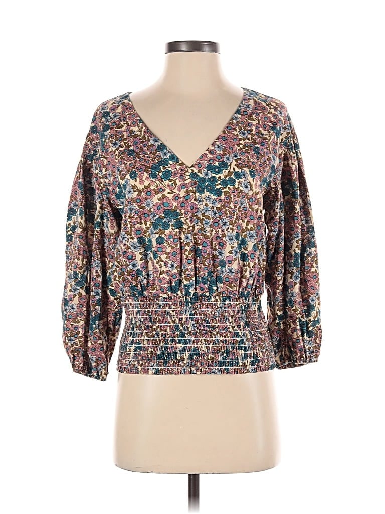 Pre-owned Maeve By Anthropologie 3/4 Sleeve Blouse In Brown