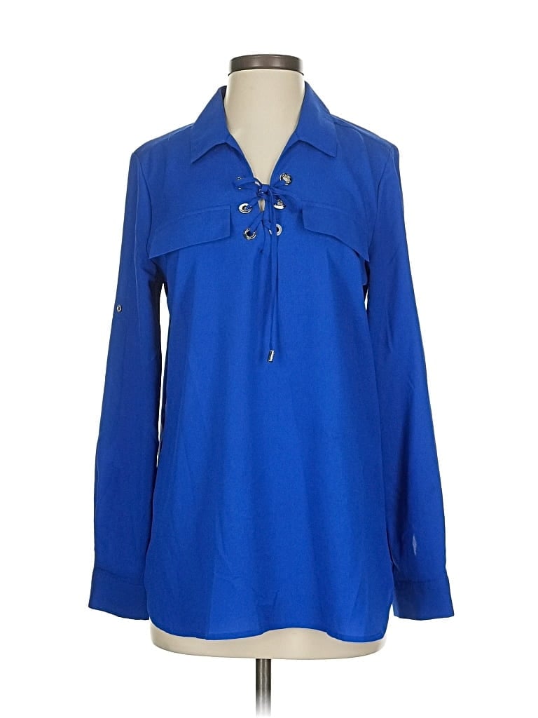 Pre-owned Calvin Klein Long Sleeve Blouse In Blue