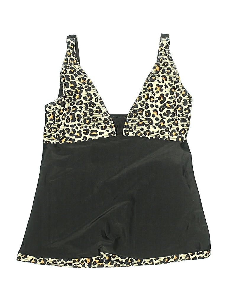 Pre-owned Unbranded Swimsuit Top Black Animal Print Pattern Swimwear