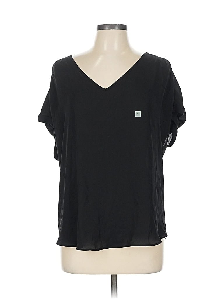 Pre-owned Ann Taylor Loft Outlet Short Sleeve Top Black V Neck Tops