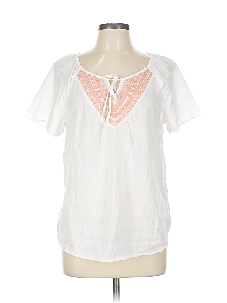 Pre-owned H&m L.o.g.g. Short Sleeve Blouse In White