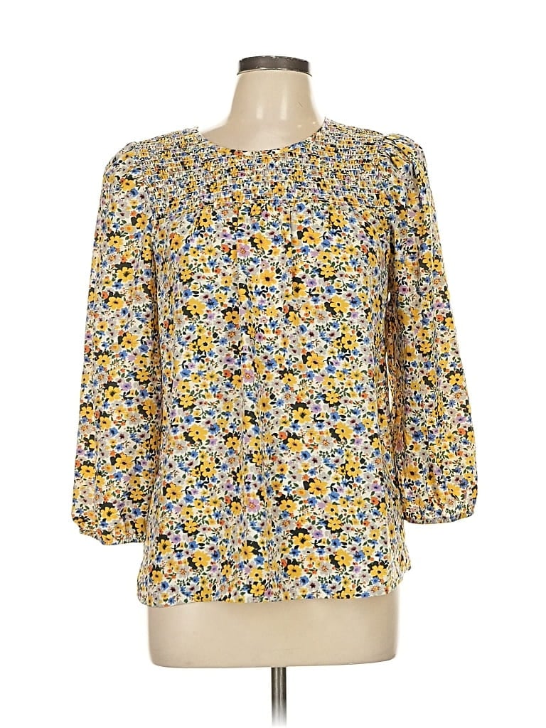 Pre-owned Pleione 3/4 Sleeve Blouse In Yellow