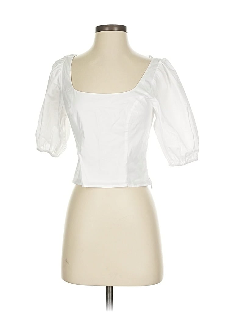 Pre-owned Staud 3/4 Sleeve Blouse In White