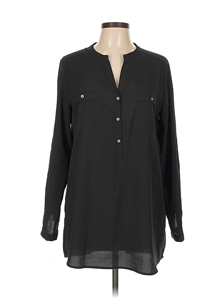 Pre-owned Calvin Klein Long Sleeve Blouse In Black