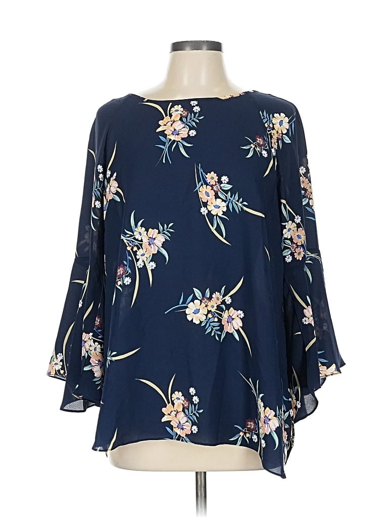 Pre-owned Zac & Rachel 3/4 Sleeve Blouse In Blue